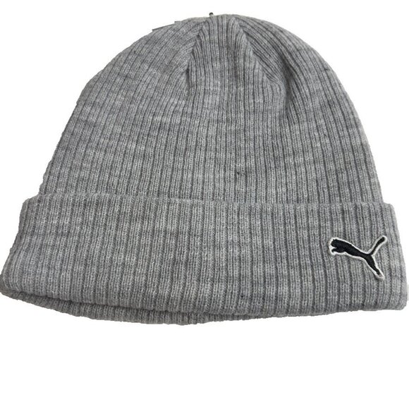 Puma Men's Evercat Fundamental Ribbed-Knit Beanie - Grey One Size - Picture 6 of 7